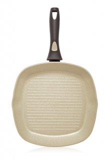 Сковорода-гриль с антипригарным покрытием, цвет оливковый, 28 см