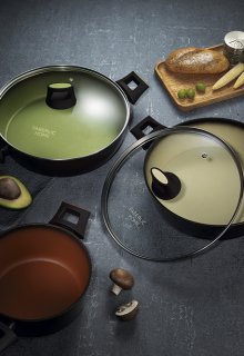 Глубокая сковорода с антипригарным покрытием, цвет оливковый, 28 см